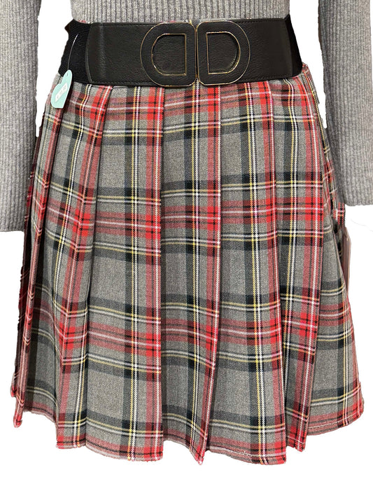 Gonnellina Tartan Grigio rossa