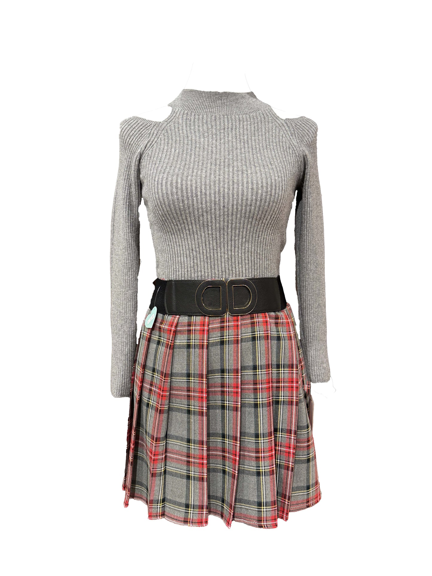 Gonnellina Tartan Grigio rossa